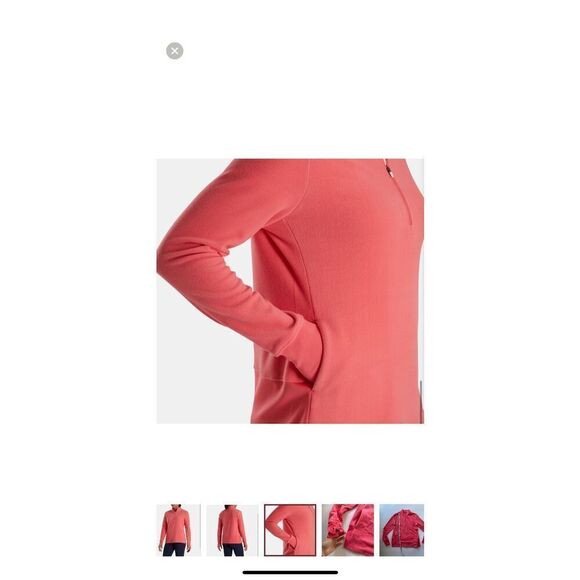 FootJoy Women’s Medium Half-Zip Fleece Mid-Layer Top Coral Pink - Picture 5 of 9